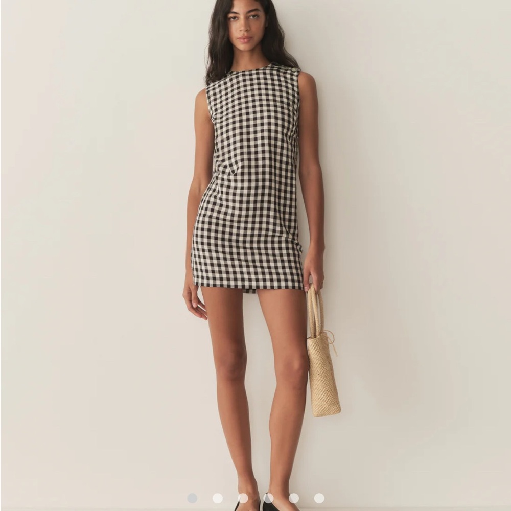 Doen Black and White Checkered Mini Dress